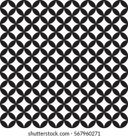 Black and white Moroccan circles lattice design. Seamless  vector pattern.