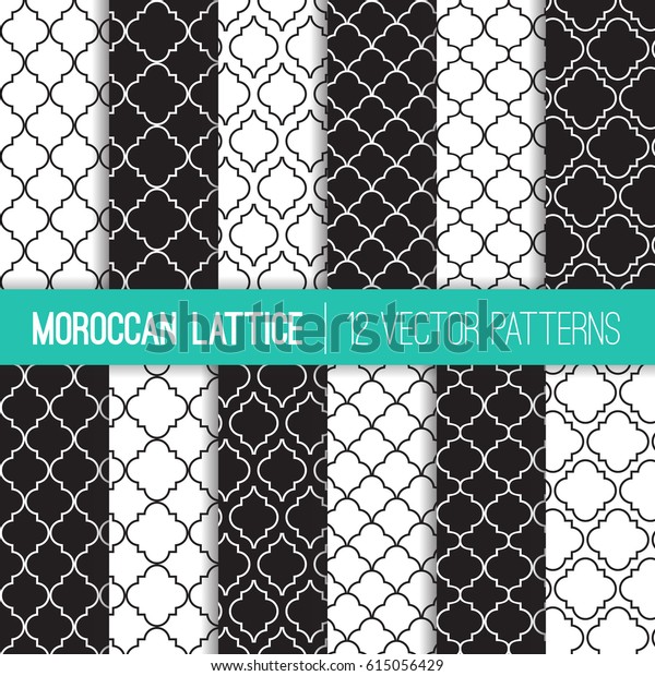 Black White Moroccan Lattice Vector Patterns Stock Vector (Royalty Free ...