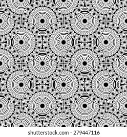 black and white Moroccan tile pattern.