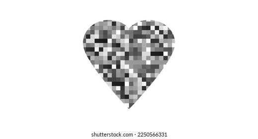 Black and white mosaic heart illustration  Love symbol. No sign. Vector