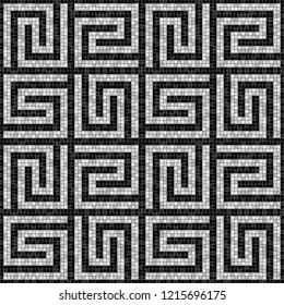 black and white mosaic seamless pattern in antique roman style. vector illustration - eps 10