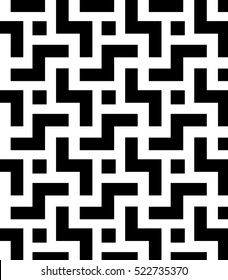 Black and white mosaic style tiled vector pattern, geometric box pattern