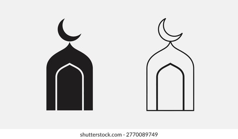 Black and white mosque crescent moon