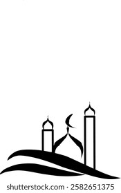 black and white mosque icon for design, simple and beautiful.
