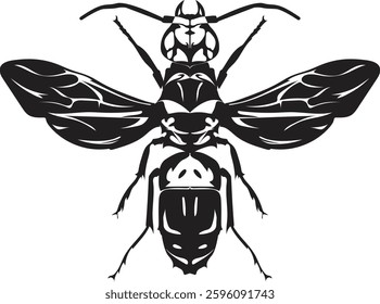 Black and White Moth Fly Insect Silhouette Clipart Vector