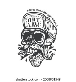 Black And White Motivational Trendy Skull T-shirt, Apparel, Clothing And Poster Design Vector Illustration