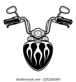 Black and white motorcycle handlebar vector illustration on a white background