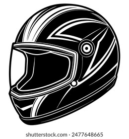 Black and white motorcycle helmet with visor on white background