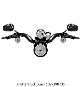 Black and white motorcycle steering wheel.