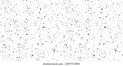 Black and white mottled seamless pattern. Small grunge sprinkles, particles, dust and spots texture. Noise grain repeating background. Overlay random grit wallpaper. Vector illustration