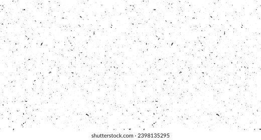 Black and white mottled seamless pattern. Small grunge sprinkles, particles, dust and spots wallpaper. Noise grain repeating background. Overlay random grit texture. Vector illustration