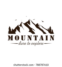 Black and White Mountain Explorer Adventure Badge Logo, Sign, Icon Vector Template Design
