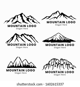Black and white Mountain illustration, simple landscape, suitable for screen printing, logo design, creative logo and natural icons