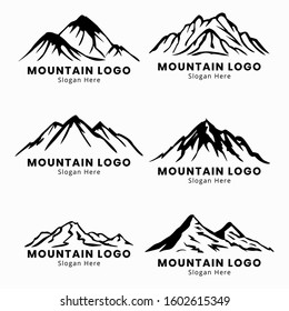 Black and white Mountain illustration, simple landscape, suitable for screen printing, logo design, creative logo and natural icons