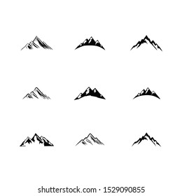 black and white mountain illustration, suitable for screen printing and logo design
