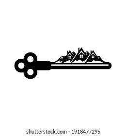 ilustración vectorial de clave de montaña en blanco y negro 