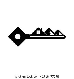 black and white mountain key vector illustration 