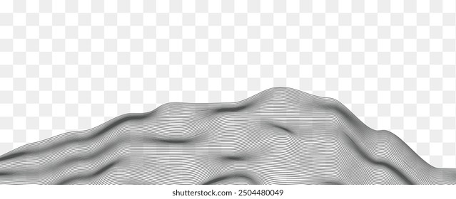Black and white mountain line arts wallpaper, luxury landscape background design for cover, invitation background, packaging design, fabric, and print. Vector