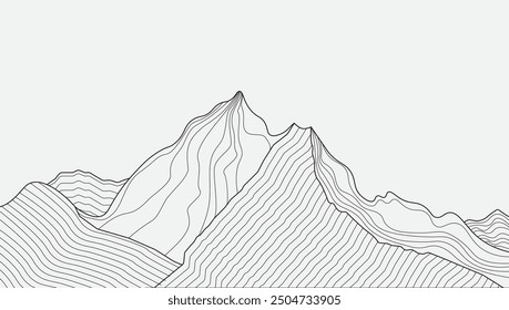 Black and white mountain line arts wallpaperBlack and white mountain line arts wallpaper, luxury landscape background design for cover, invitation background, packaging design.