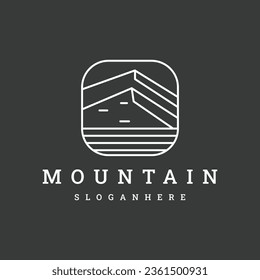 Plantilla de diseño de logotipo de montaña en blanco y negro