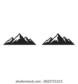 Black and white mountain peaks icon vector graphic design set