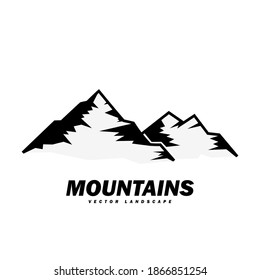 Black and White Mountain with Sun. Explorer Adventure Badge Logo, Sign, Icon Vector Template Design