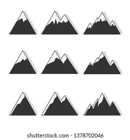 black and white mountains on a white background