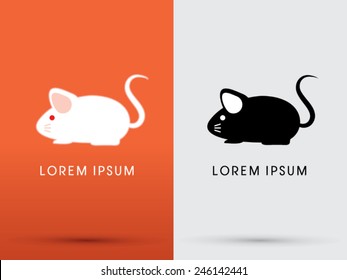 Black and white Mouse, Rat ,Cartoon cute,logo, symbol, icon, graphic, vector. 