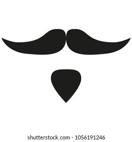Black and white moustache beard silhouette set. Hipster vector illustration for gift card certificate sticker, badge, sign, stamp, logo, label, icon, poster, patch, banner invitation