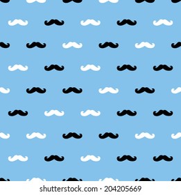 Black And White Moustache Seamless Pattern