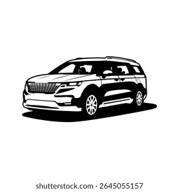 schwarz-weiß mpv auto vektorgrafik