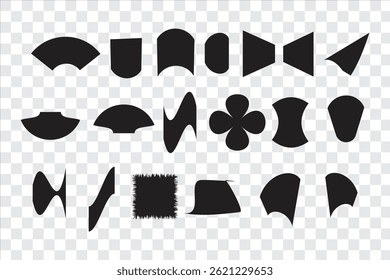 Black and white multiple rectangle icons set