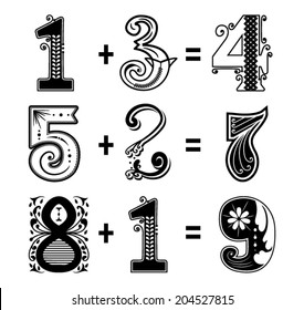 Black and White Multiplication Poster with Numbers in Vector 