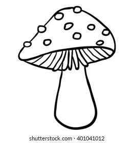 black and white mushroom cartoon
