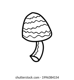 black and white mushroom doodle icon Vector illustration