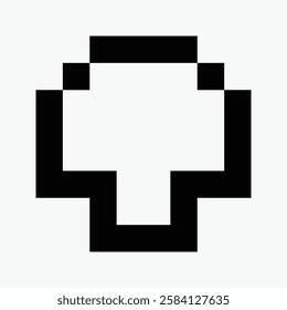 black and white mushroom pixel art icon vector illustration.