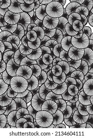 black and white mushrooms pattern , stylized shape hand drawing