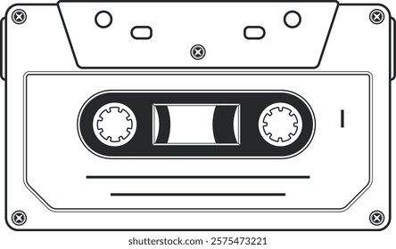 black and white music cassette without background