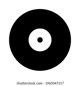 black and white music icon in the form of a record