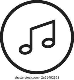 Black and white music note line shape icon design.