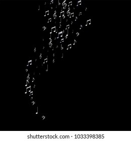 Black and White Music Note Texture. Music Festival Flyer Pattern Design. Symphony Motif Texture. Cover Print Design Background.