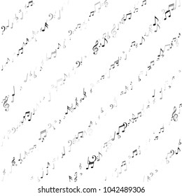 Black and White Music Note Texture. Classic Concert Poster Pattern Design. Melody Motif Texture. Invitation Print Design Background.
