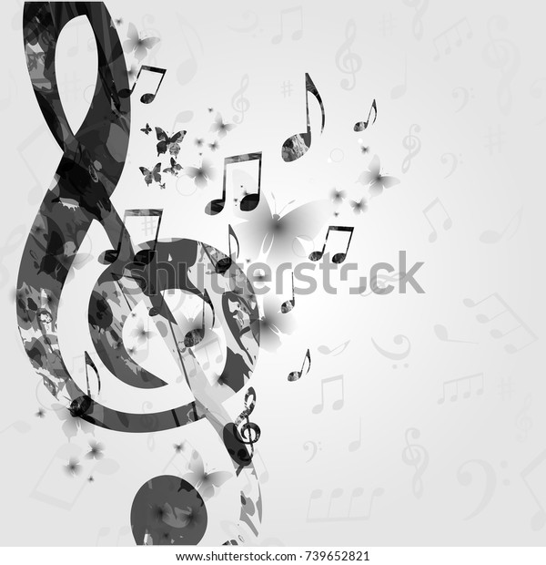 音符と白黒の音楽ポスター カード ポスター 招待状など 音楽エレメントのデザイン 音楽の背景にベクターイラスト のベクター画像素材 ロイヤリティフリー