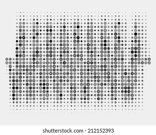 Black and white music round waveform background. Halftone vector sound waves. You can use in club, radio, pub, party, DJ, concerts, recitals or the audio technology advertising background. 
