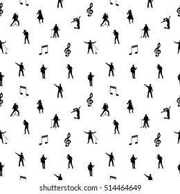Black and white music seamless background. Vector illustration