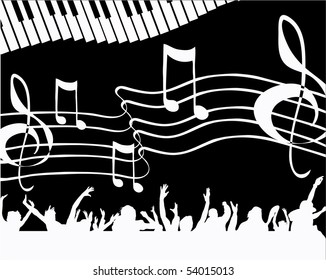Black and white musical background. Vector illustration.