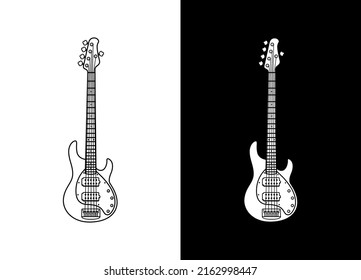 Black and white musical instruments vector isolated. Eps 10. Guitar line art.	