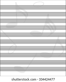 black and white musical staff, the notes vector
