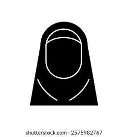 Black and white muslim little girl icon illustration design, Islamic Ramadan icon