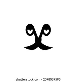 black and white mustache scissors logo